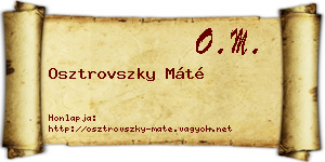 Osztrovszky Máté névjegykártya